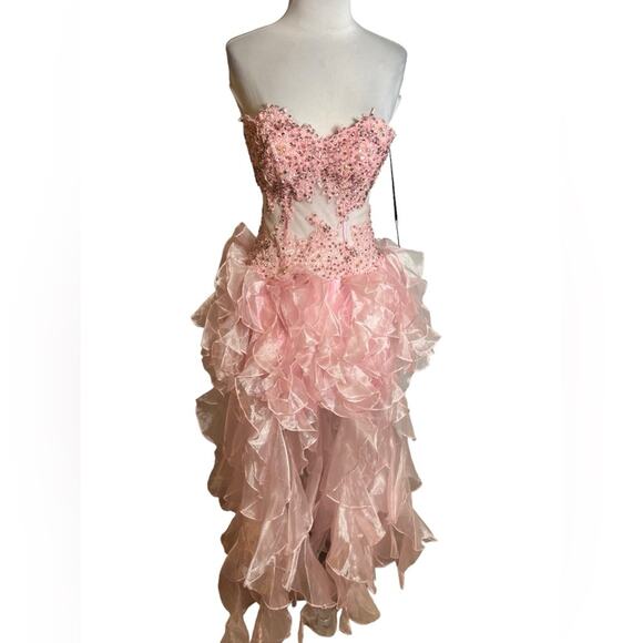 NWT  Alyce 6054 Paris High Low Evening Dress pink Sz 2 - Picture 1 of 9